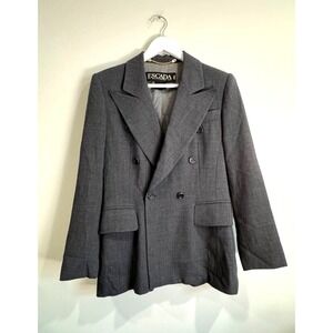 Rare 90s ESCADA by Margaretha Ley Grey Virgin Wool Blazer Made in Germany Sz 36
